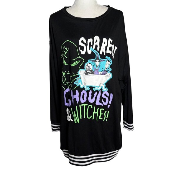 Disney Tim Burtons Nightmare Before Christmas Large 12-14 Black Sleep Shirt - Picture 1 of 6